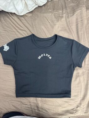 Darc Sport Black Crop Top with White 'Wolves' Logo